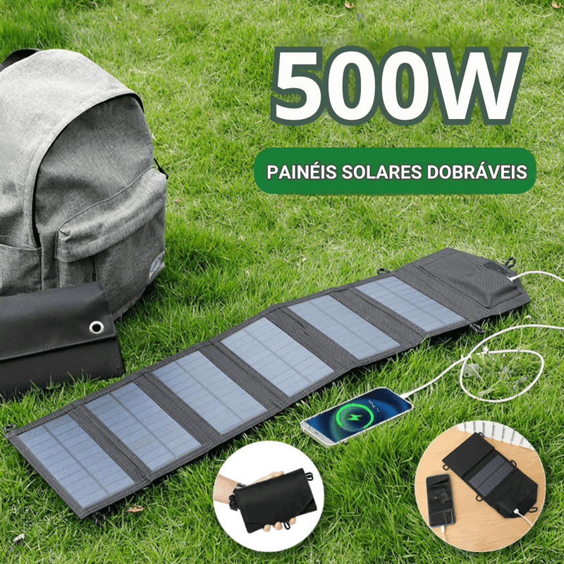 Placa Solar Portátil 500W - SolarFlex - Deixe sua vida mais simples!