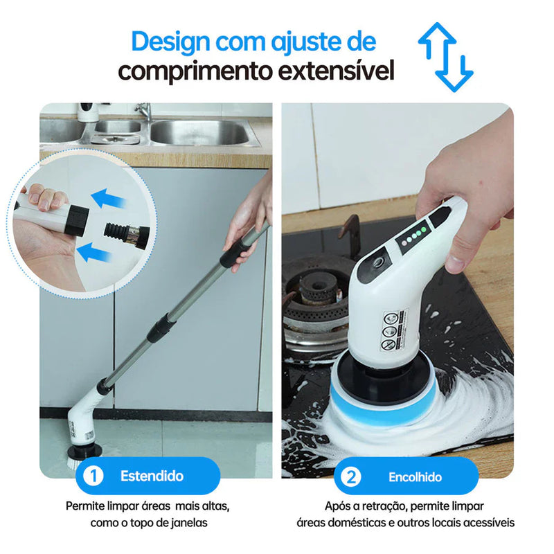 Escova Elétrica Recarregável 9 Em 1 Limpeza  Azzary - Facilite sua limpeza