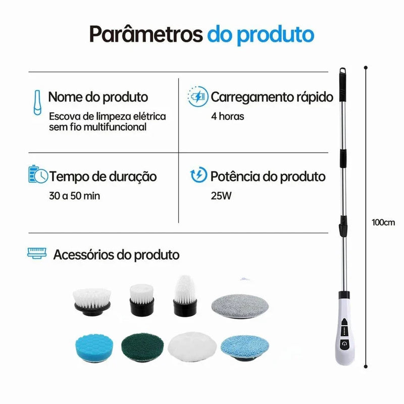 Escova Elétrica Recarregável 9 Em 1 Limpeza  Azzary - Facilite sua limpeza